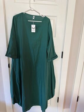 Emerald Green Long Sleeve A-Line Dress